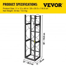 VEVOR Refrigerant Tank Rack with 3 x 30 lbs & 3 Space Saving Bottle Tank Racks 116.8 x 30.5 x 28 cm, Refrigerant Bottle Rack, Gas Bottle Racks and Holders, for Storage of Gas, Oxygen