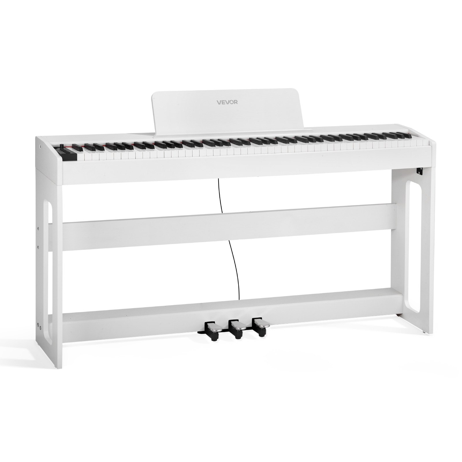 VEVOR gewogen digitale piano, 88 volledig gewogen toetsen, elektrisch pianoklavier met meubelstandaard, netadapter, drievoudig pedaal, opnamefunctie, 280 toetsen, draadloze verbinding, voor beginners, wit