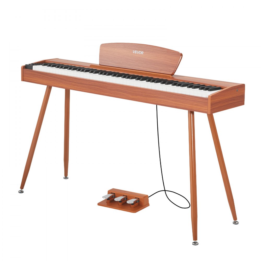 VEVOR Weighted Digital Piano, 88 Keys Fully Weighted, Electric Piano Keyboard with Sheet Music Stand, Triple Pedal, Power Adapter, 280 Tones, Support Wireless Connection, for Beginners, Wood Color