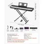 VEVOR Digitale Piano, 88 Toetsen Volledig Gewogen, Elektrische Piano met Dubbel Toetsenbord & Luidsprekers met X-Stand, Sustainpedaal, Opnamefunctie, 280 Toetsen, Draadloze Verbinding, voor Beginners, Zwart