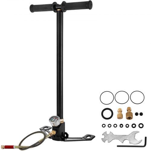 VEVOR pcp-pistoolpomp, 3-traps handbeugelpomp met hoogwaardig roestvrij staal 301, stijgbeugelpomp 4500 psi (0-30 MPa), PCP-luchtpistoolgeweer, pcp-pomp met drukmeetbereik: 0-5800 psi (0-40 MPa)