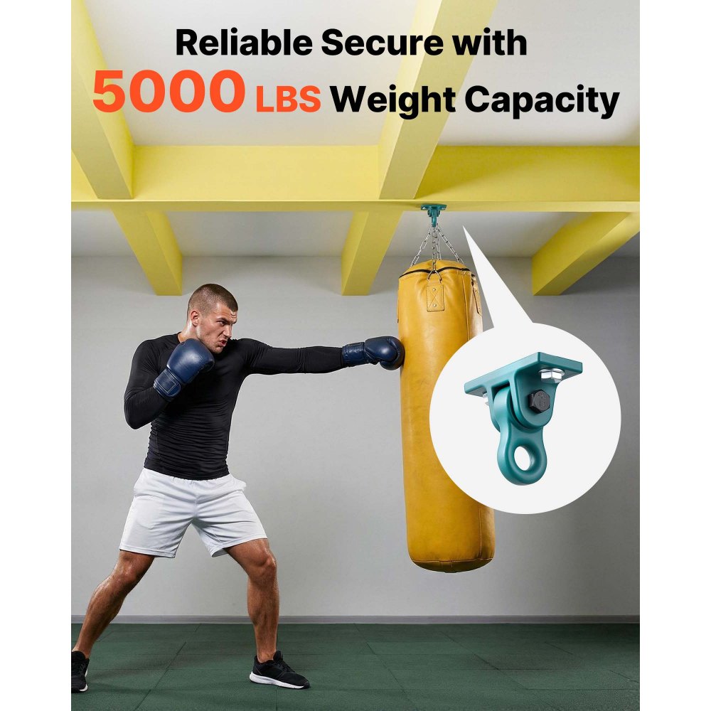 VEVOR 4x Plafondhaken met dubbel lager, 180° draaibare haken incl. schroeven en bouten, max. 2268 kg draagvermogen, schommelbevestiging voor 65 mm montagedikte, ophanghaken voor schommels, hangstoelen, bokszakken