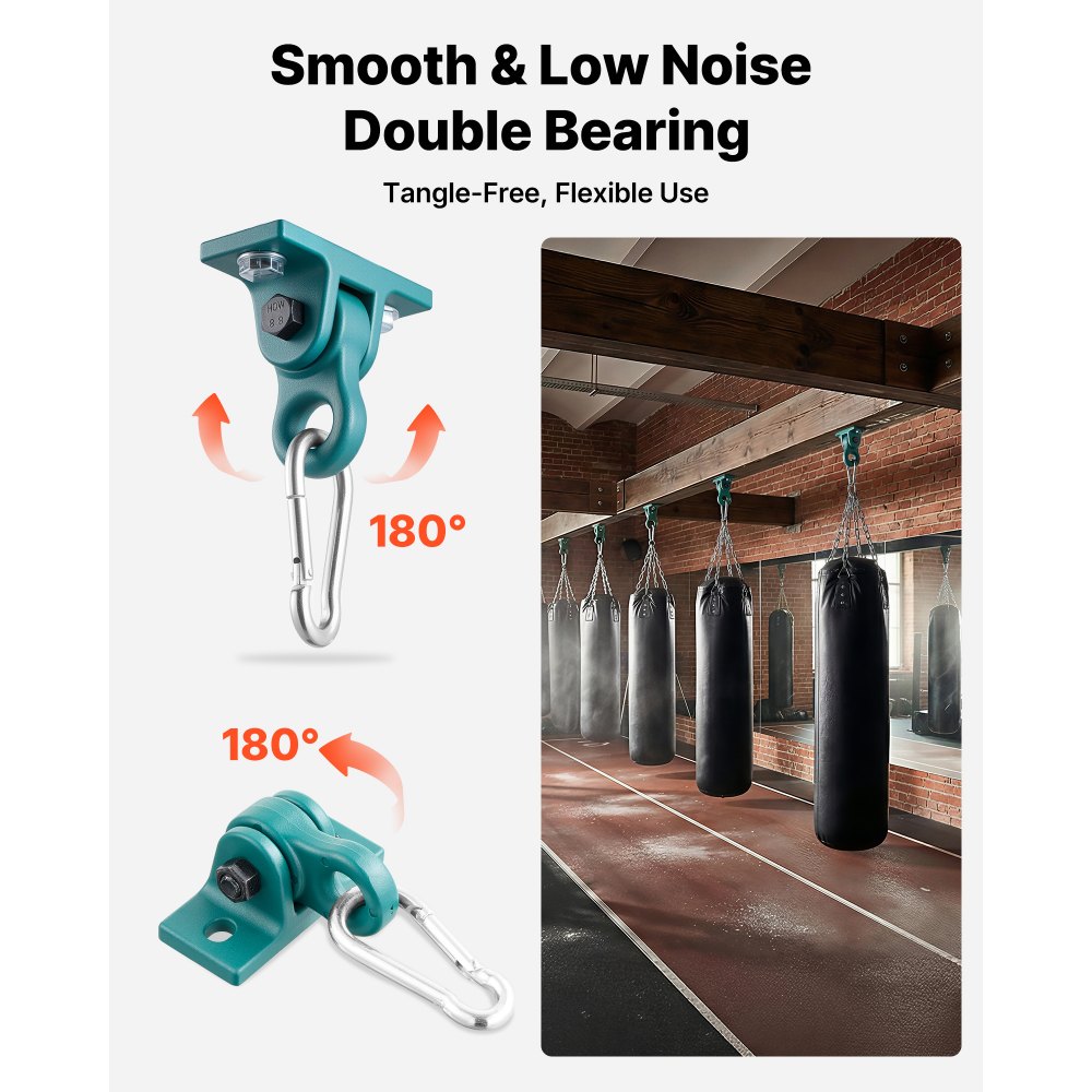 VEVOR 4x Plafondhaken met dubbel lager, 180° draaibare haken incl. schroeven en bouten, max. 2268 kg draagvermogen, schommelbevestiging voor 65 mm montagedikte, ophanghaken voor schommels, hangstoelen, bokszakken