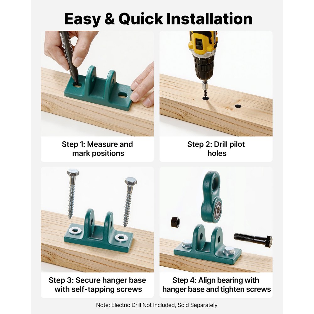 VEVOR 4x Plafondhaken met dubbel lager, 180° draaibare haken incl. schroeven en bouten, max. 2268 kg draagvermogen, schommelbevestiging voor 65 mm montagedikte, ophanghaken voor schommels, hangstoelen, bokszakken