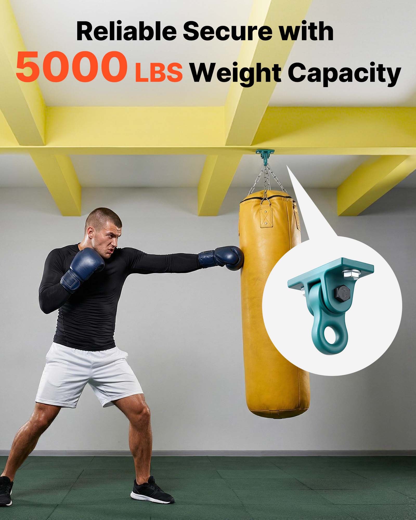 VEVOR 4x Plafondhaken met dubbel lager, 180° draaibare haken incl. schroeven en bouten, max. 2268 kg draagvermogen, schommelbevestiging voor 65 mm montagedikte, ophanghaken voor schommels, hangstoelen, bokszakken