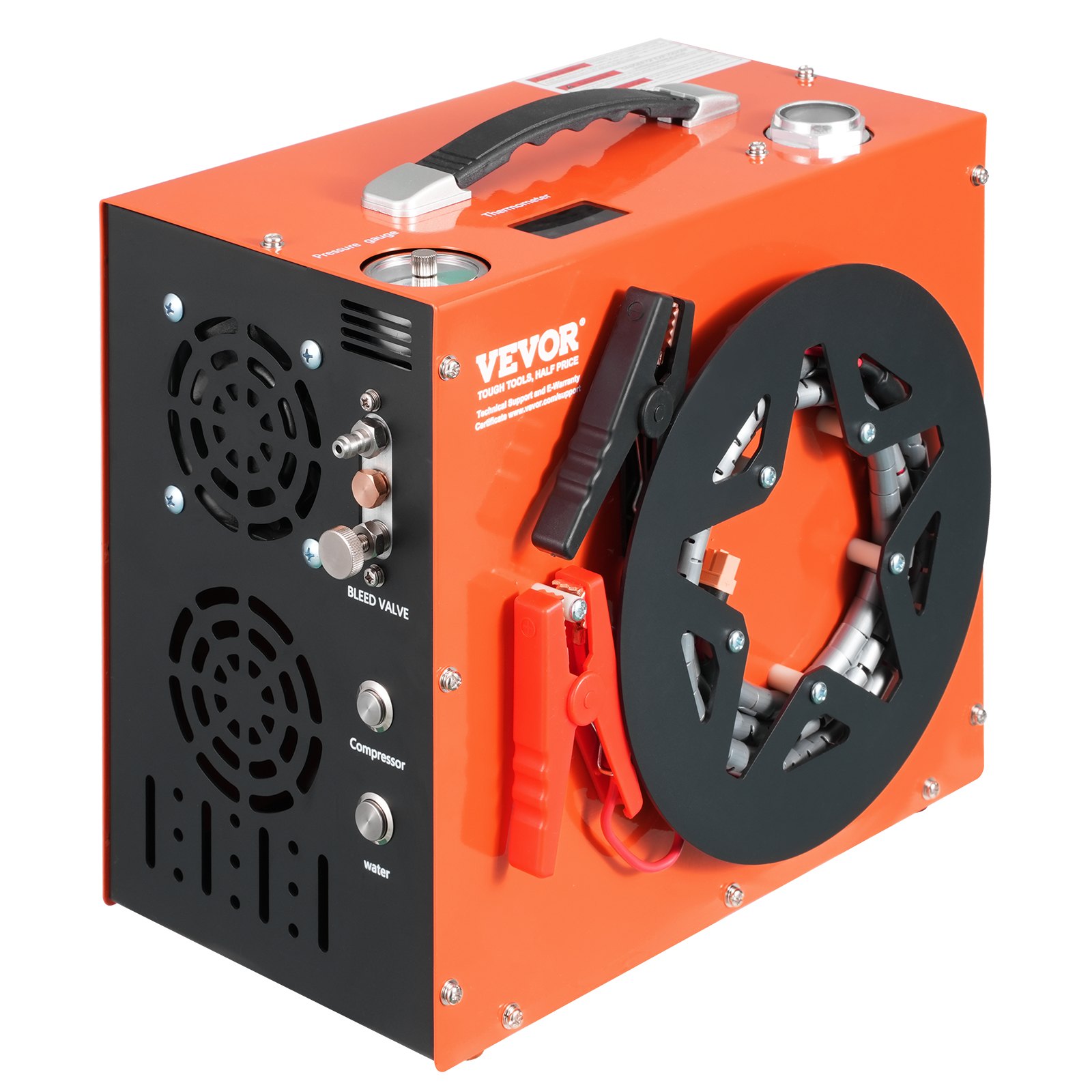 VEVOR PCP-luchtcompressor, 4500 PSI/30 MPa draagbare PCP-luchtbukscompressor - ingebouwd water- en ventilatorkoelsysteem, auto-stop DC12V/AC230V paintball-tankcompressor voor luchtbuks, duikfles