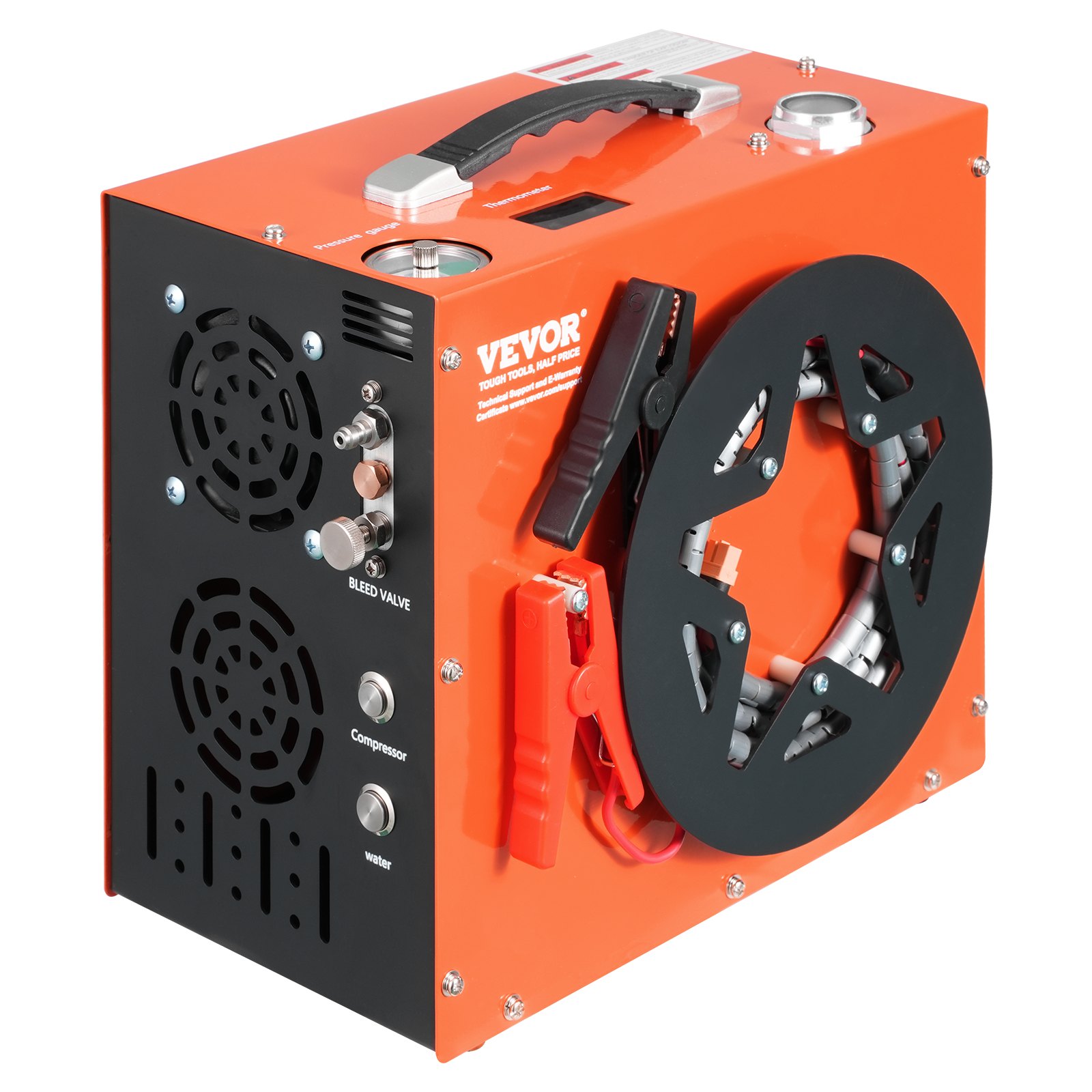 VEVOR PCP-luchtcompressor, 4500 PSI/30 MPa draagbare PCP-luchtbukscompressor - ingebouwd water- en ventilatorkoelsysteem, auto-stop DC12V/AC230V paintball-tankcompressor voor luchtbuks, duikfles