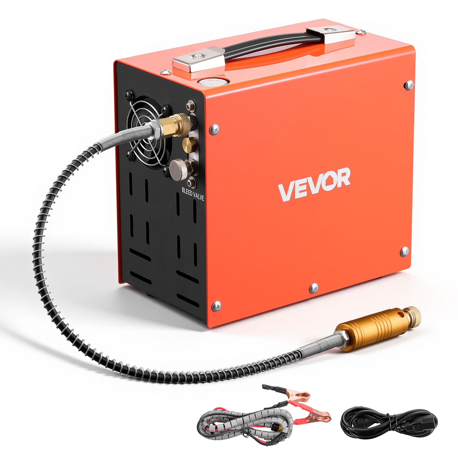 VEVOR PCP luchtcompressor 350W, luchtgeweercompressor 30MPa DC 12V AC 230V, 4500PSI 300bar, ventilatorkoeling, handmatige stop, converter voor thuis en in de auto, hogedrukcompressor voor luchtpistolen en duikflessen