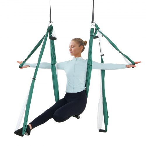 Leogreen Yoga hangmat Aerial Yoga schommel antizwaartekracht yoga pilates met 6 handgrepen nylon taft belastbaar tot 300 kg donkergrijs