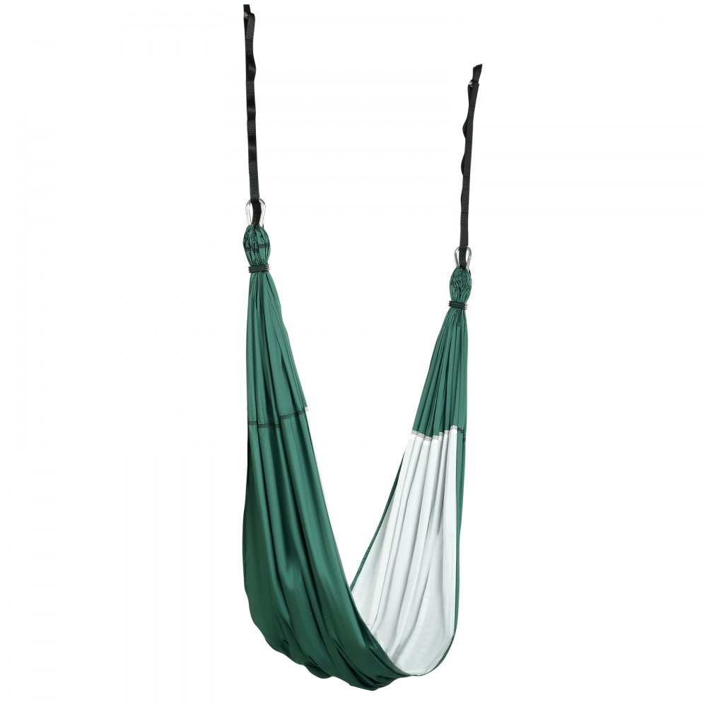 VEVOR Aerial Yoga Hangmat 2,5 x 1,5 m, Groen + Witte Yoga Schommel Air Flying, Yoga Schommel Hangmat Schommel, Max. Draagvermogen 300 kg, Inclusief Yogasokken & Voetkussentjes, Anti-zwaartekracht Oefeningen