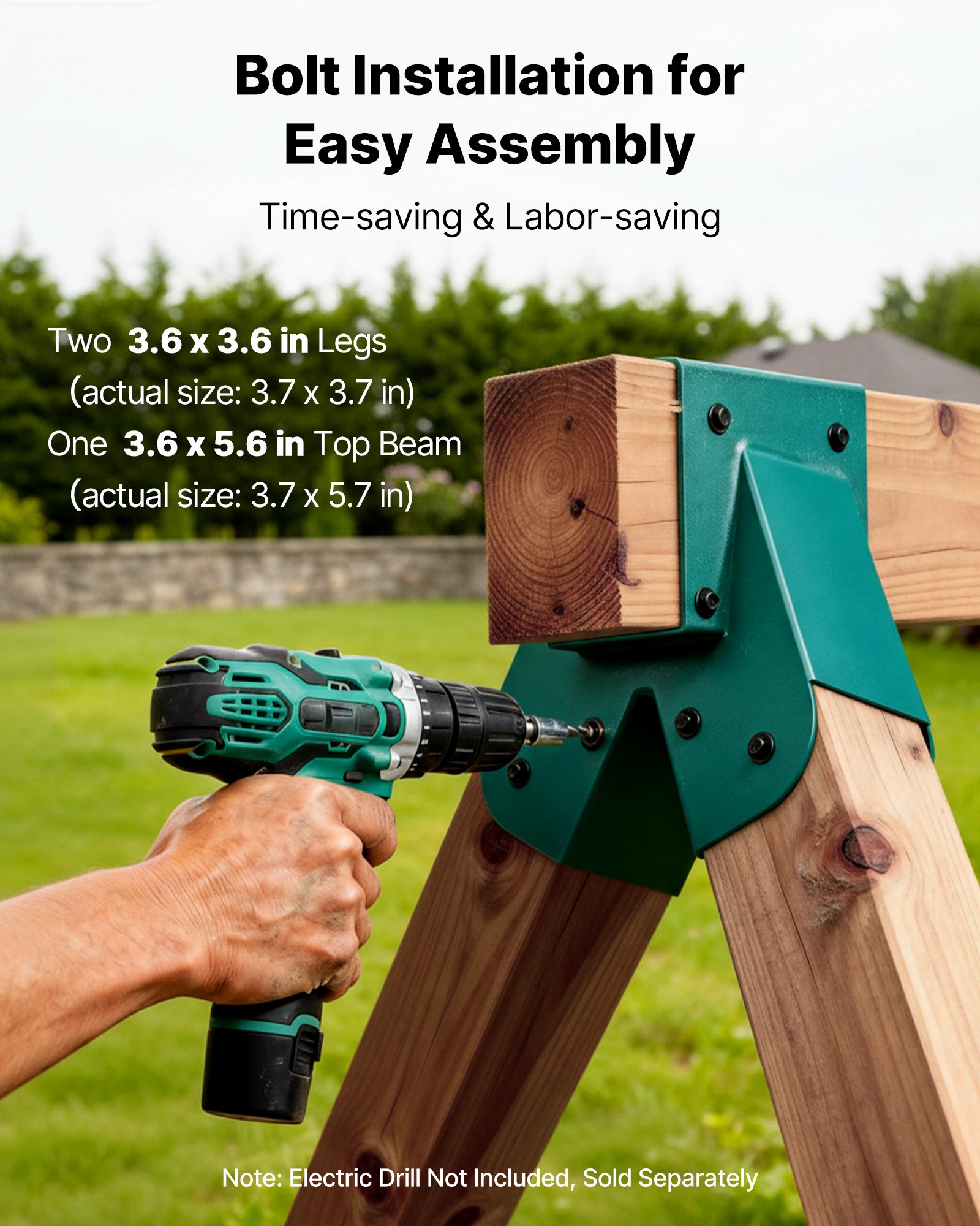 VEVOR 6-delige schommelset, montageset voor schommels inclusief 2 A-frame verbindingsstukken voor balken van 94x144 mm, poten van 94x94 mm en 4 schommelhaken (draagvermogen 567 kg), montagemateriaal voor buitenschommels, groen