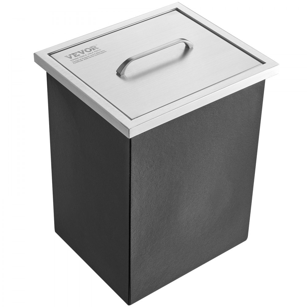 VEVOR Drop-in ijsbox, 25,3 liter roestvrijstalen ijskoeler, 355 x 305 x 461 mm commerciële ijscontainer met deksel, ingebouwde ijskast, afvoerpijp en afvoerplug inbegrepen