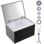 VEVOR Drop in Ice Chest, 28"L x 20"W x 17"H Stainless Steel Ice Cooler, Commercial Ice Bin with Hinged Cover, 40 qt Outdoor Kitchen Ice Bar, Drain-pipe and Drain Plug Included, for Cold Wine Beer