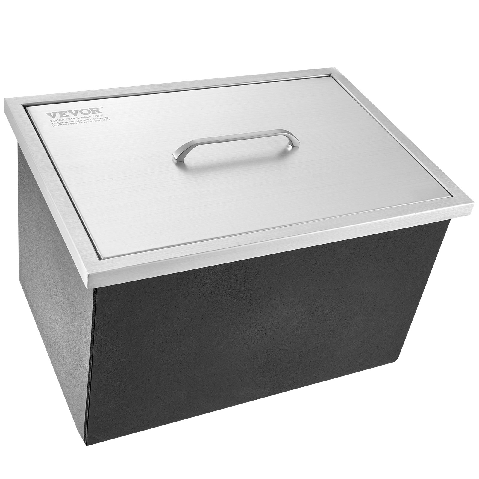 VEVOR Drop-in ijsbox, 30,25 liter roestvrijstalen ijskoeler, 508 x 355 x 308 mm commerciële ijscontainer met deksel, ingebouwde ijskast, afvoerpijp en afvoerplug inbegrepen