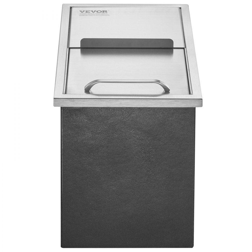 VEVOR 26,7 L inbouw-ijsbox, 456 x 304 x 371 mm roestvrijstalen ijskoeler, commerciële ijscontainer met schuifdeksel, ingebouwde ijskast, afvoerpijp en afvoerplug inbegrepen