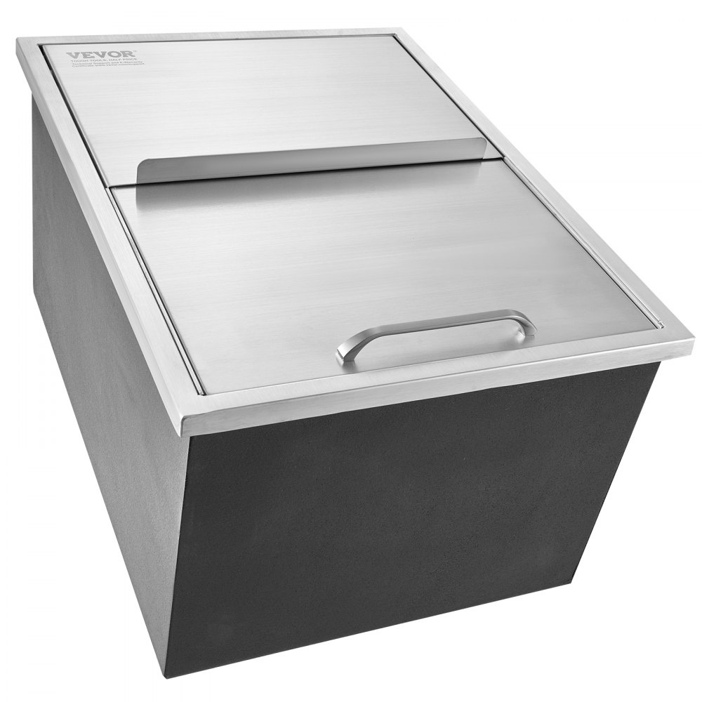 VEVOR 55,23 L inbouw-ijsbox, 608 x 457 x 333 mm roestvrijstalen ijskoeler, commerciële ijscontainer met schuifdeksel, ingebouwde ijskast, afvoerpijp en afvoerplug inbegrepen