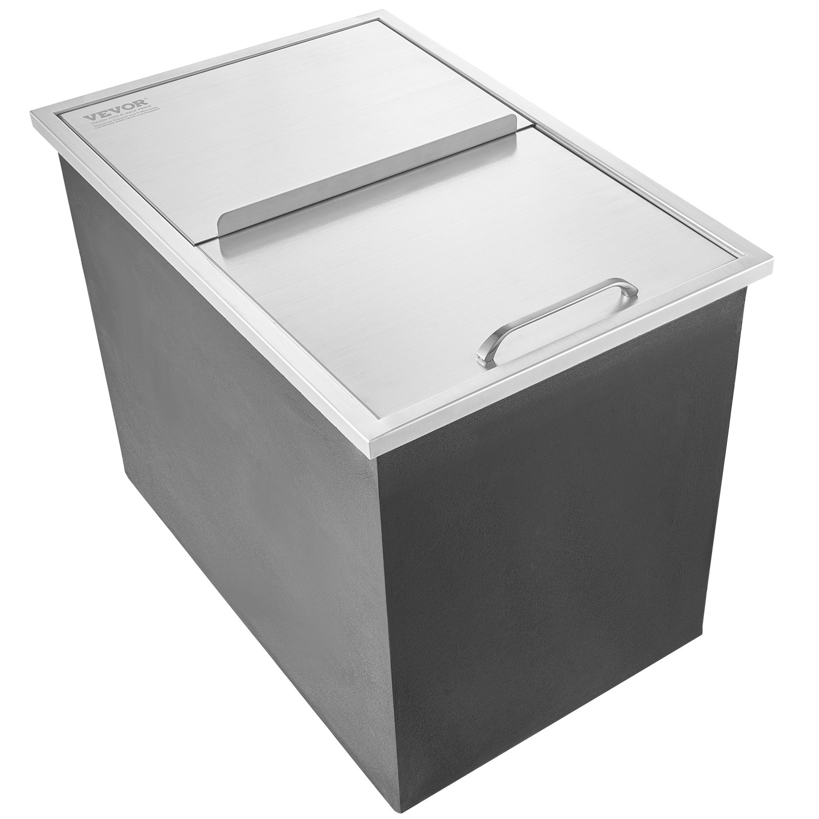 VEVOR 109,48 L inbouw-ijsbox, 683 x 455 x 536 mm roestvrijstalen ijskoeler, commerciële ijscontainer met schuifdeksel, ingebouwde ijskast, afvoerpijp en afvoerplug inbegrepen