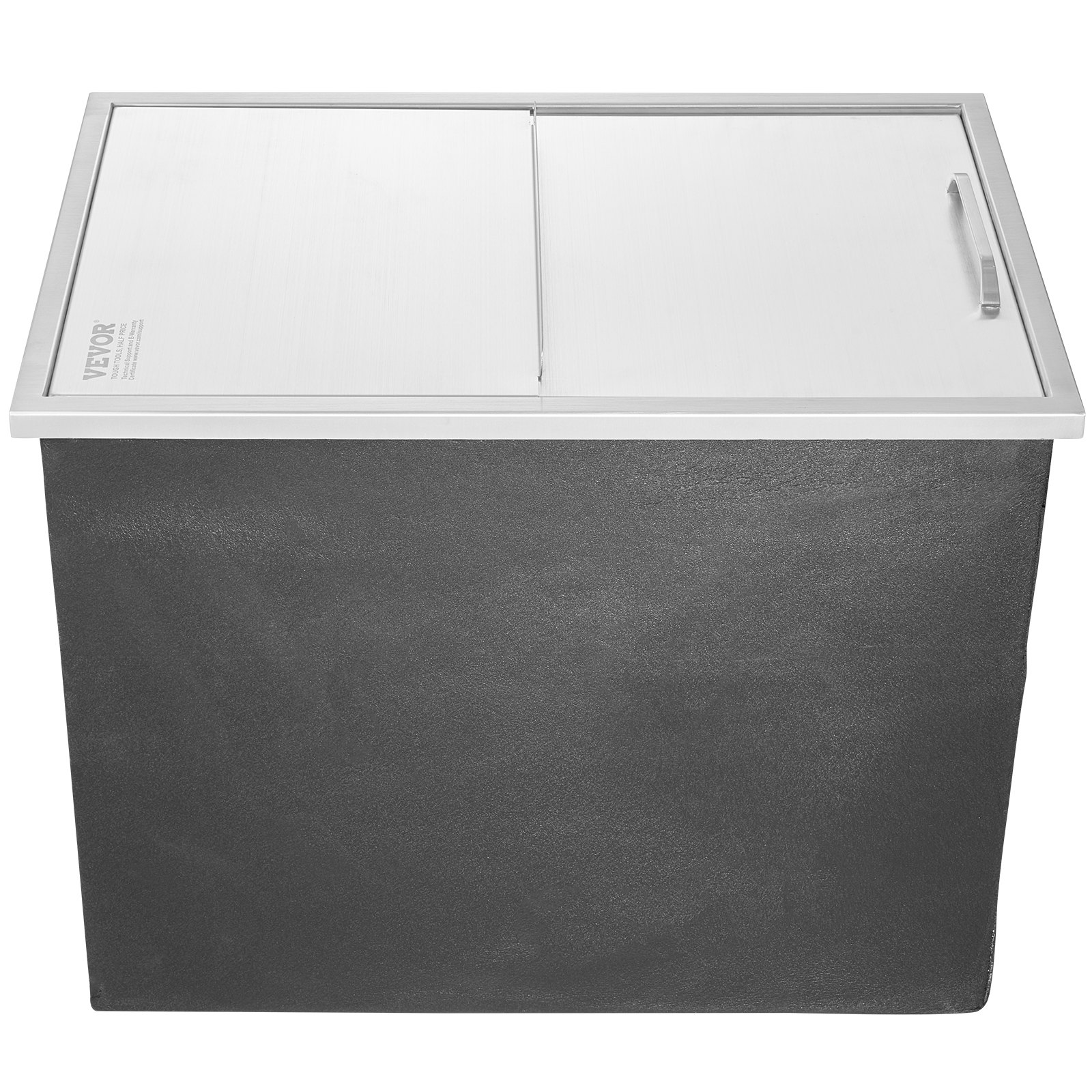 VEVOR 109,48 L inbouw-ijsbox, 683 x 455 x 536 mm roestvrijstalen ijskoeler, commerciële ijscontainer met schuifdeksel, ingebouwde ijskast, afvoerpijp en afvoerplug inbegrepen
