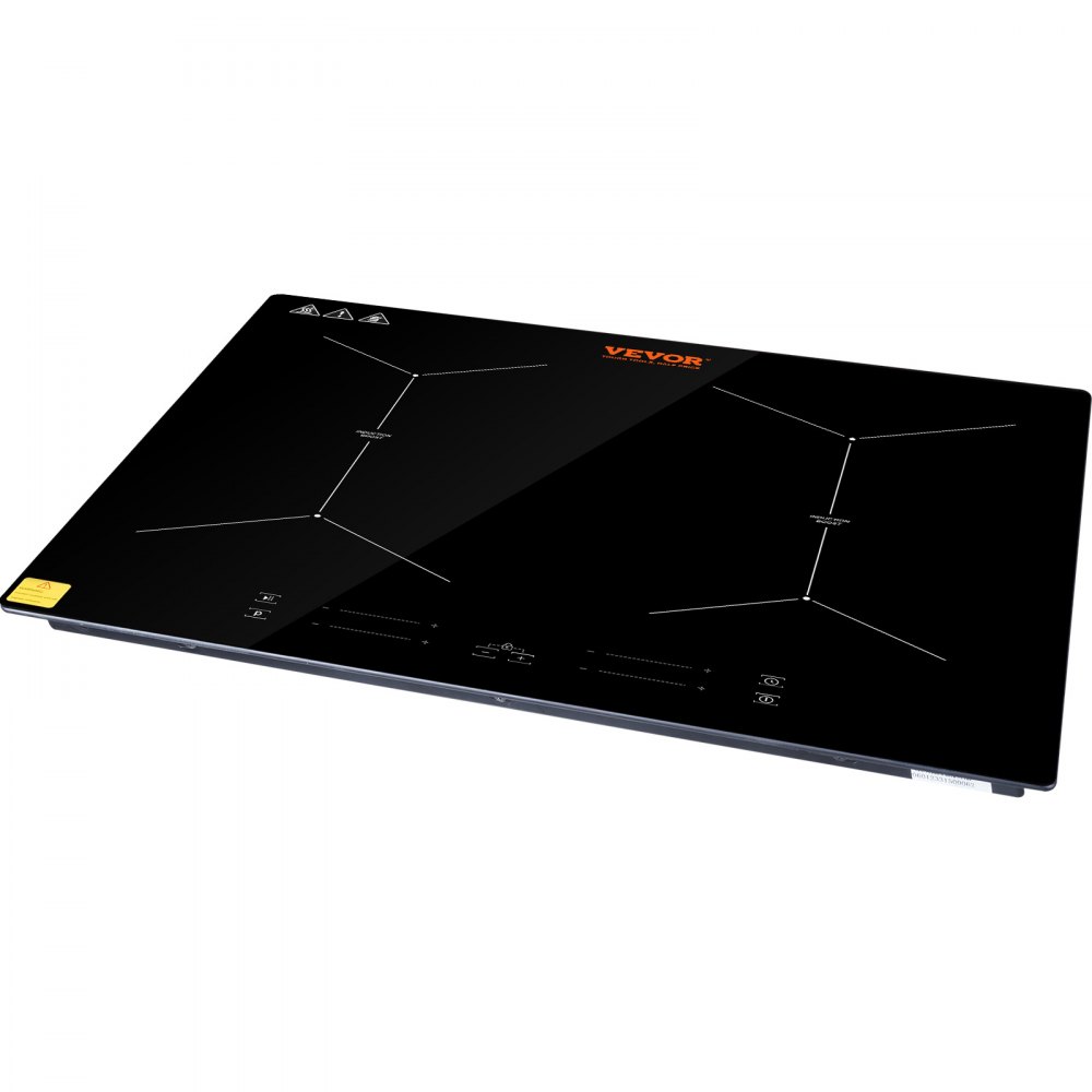 VEVOR Inductiekookplaat 6800W, 4-pits inductiekookplaat touchscreen 9 verwarmingsstanden, ingebouwde inductiekookplaat automatische uitschakeling en kinderbeveiliging