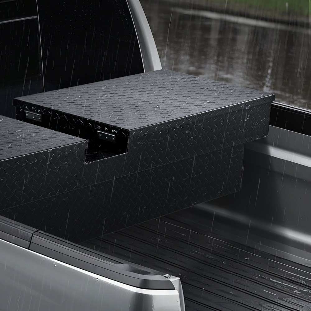 VEVOR Crossover Truck Gereedschapskist voor de laadruimte (1771 x 507 x 331 mm) Afsluitbare en waterdichte aluminium gereedschapskisten met zijhandgrepen voor campertrailers Zwart