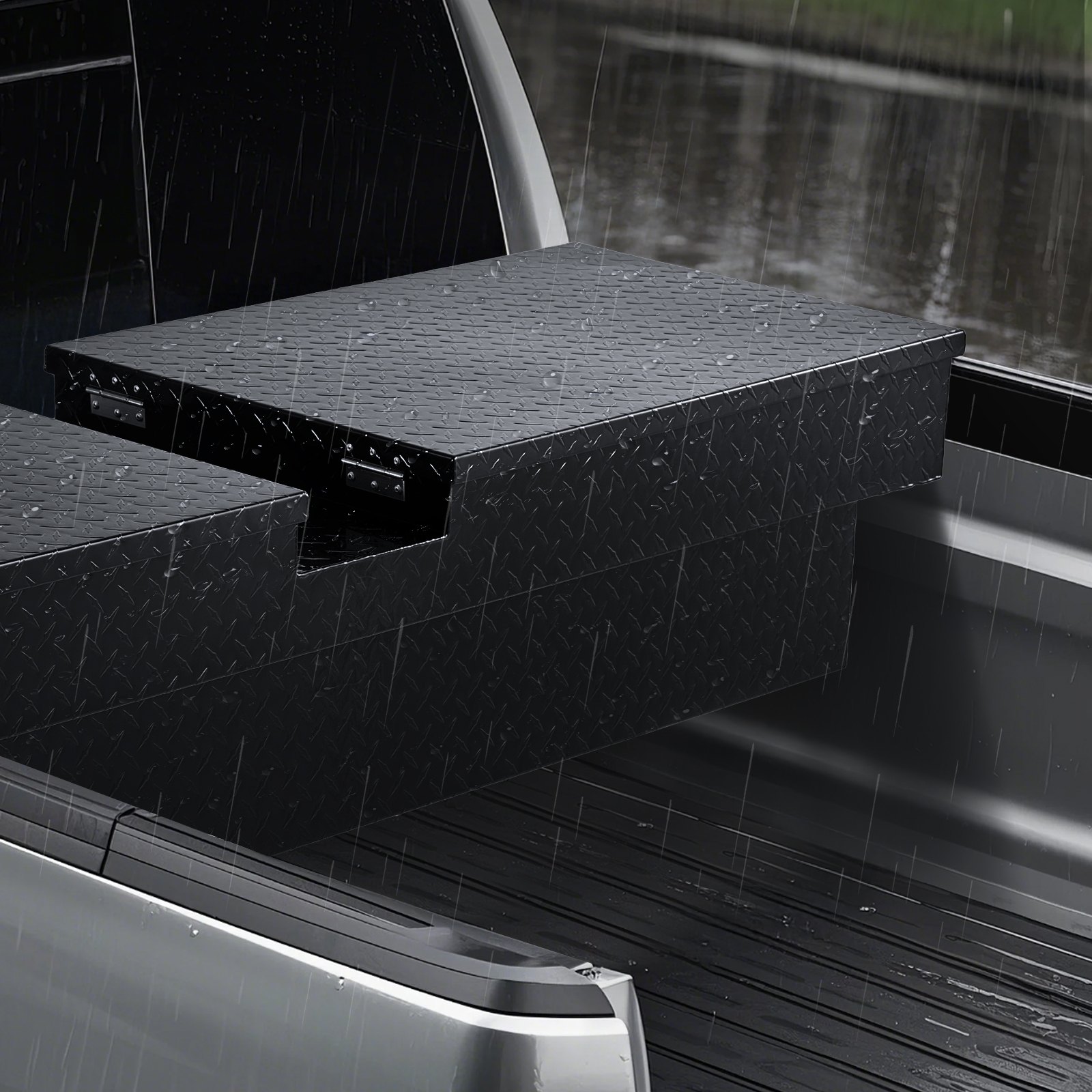 VEVOR Crossover Truck Gereedschapskist voor de laadruimte (1771 x 507 x 331 mm) Afsluitbare en waterdichte aluminium gereedschapskisten met zijhandgrepen voor campertrailers Zwart