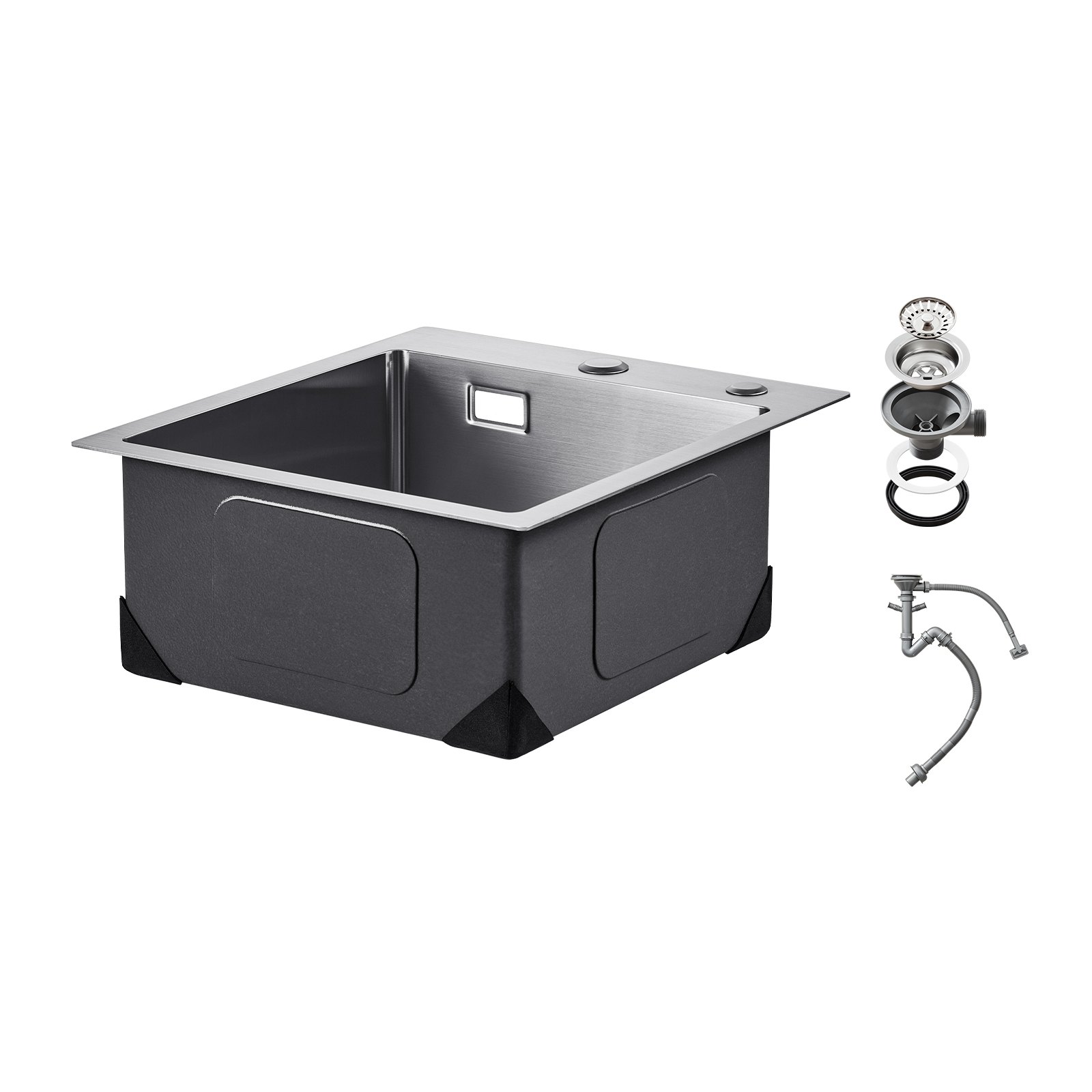 VEVOR Keuken Spoelbak Inbouw Spoelbak 40 x 45 x 19 cm Gemaakt van Roestvrij Staal Spoelbakken voor Bovenmontage, Enkele Kom met Accessoires, Huishoudelijke Spoelbak voor RV Voorbereiding Keukenbar
