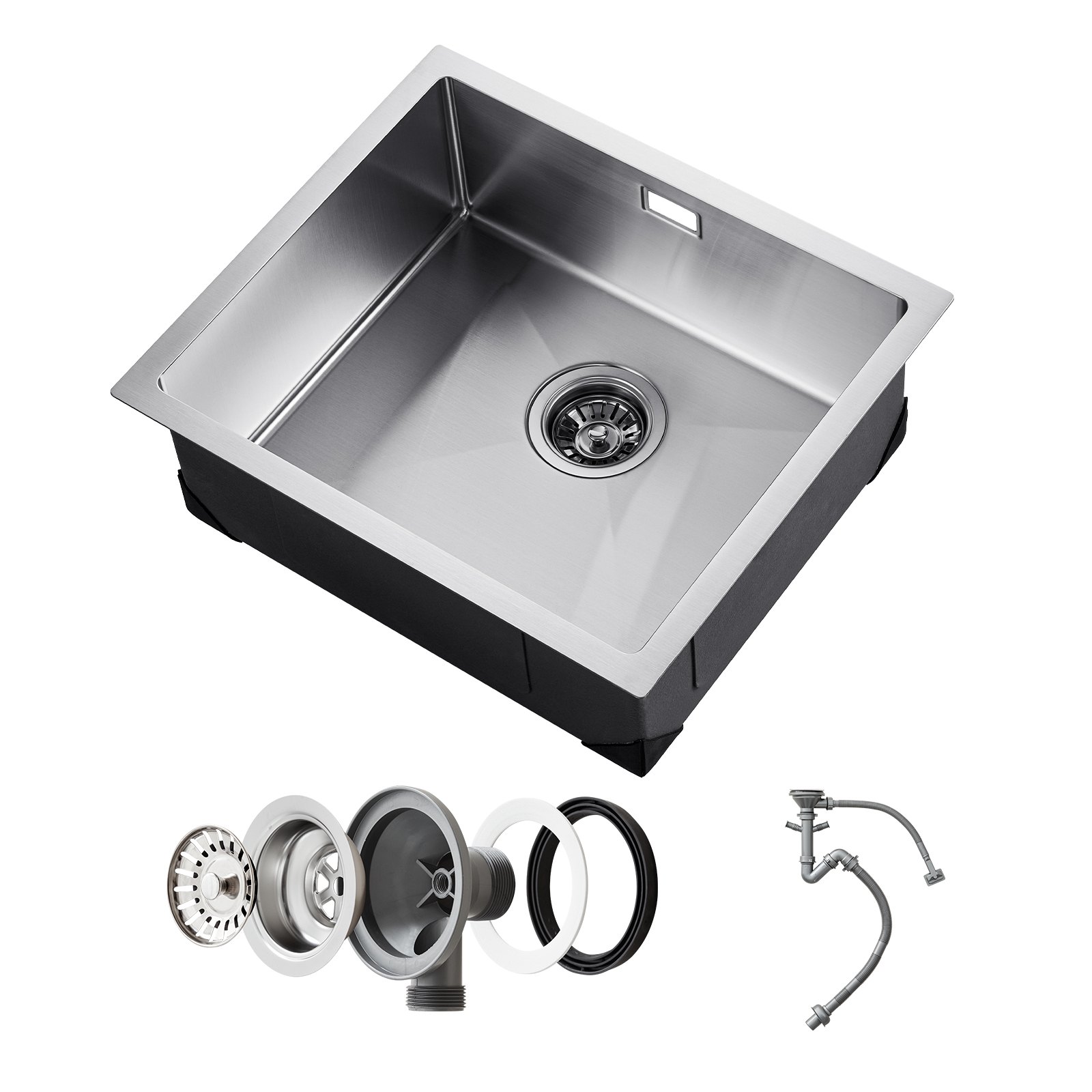 VEVOR Keuken Spoelbak Inbouw Spoelbak 50 x 43 x 19 cm Gemaakt van Roestvrij Staal Spoelbakken Onderbouw Spoelbakken, Enkele Kom met Accessoires, Huishoudelijke Spoelbak voor RV Voorbereiding Keukenbar