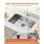 VEVOR 70cm Kitchen Sink Workstation, 304 Stainless Steel Undermount Sinks, Drop-In Single Bowl Farmhouse Basin with Accessories, Household Dishwasher Sinks for RV, Prep Kitchen, Laundry Room, Bar