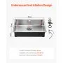 VEVOR 70cm Kitchen Sink Workstation, 304 Stainless Steel Undermount Sinks, Drop-In Single Bowl Farmhouse Basin with Accessories, Household Dishwasher Sinks for RV, Prep Kitchen, Laundry Room, Bar