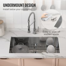 VEVOR 763 x 433 mm kitchen sink built-in sink, under-mount sink with single bowl & accessories, sink sink for household dishwashers for workplace, motorhome, preparation kitchen & bar sink