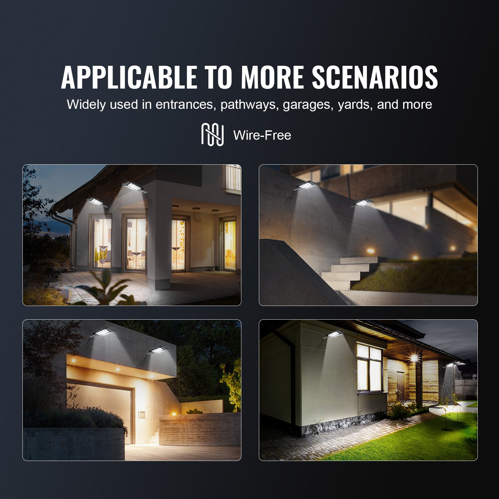 VEVOR 1000W LED solar street lights 1600lm street lights with ultra-bright OSRAM LED beads solar light remote control with stepless adjustment spotlight IP66 solar lamp for garden parking garage