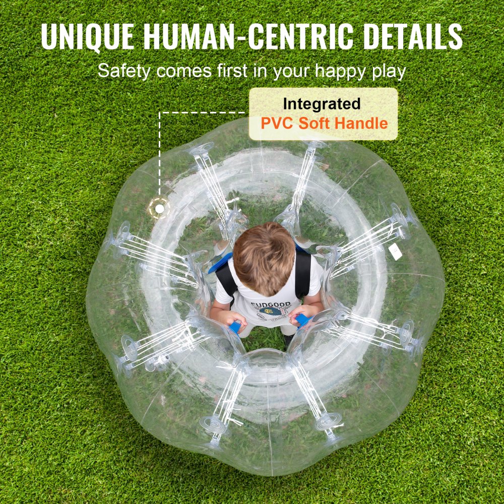 VEVOR Opblaasbare Bump Ball Bumper Ball 1 st. 1,2 m x 1,03 m, Menselijke botsingsbal, PVC Body Bubble Bounce Ball voor buitenactiviteiten, Transparante stippen Opblaasbare bumperbal