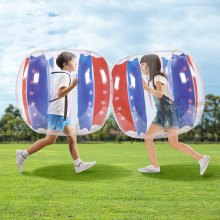 VEVOR 2-delige opblaasbare bumperballen, 1,2 m bumperbumperbal voor kinderen en tieners, opblaasbare bubbelbal, PVC-bubbelballen, buiten, speeltuin, tuin, park enz. Rode en blauwe strepen