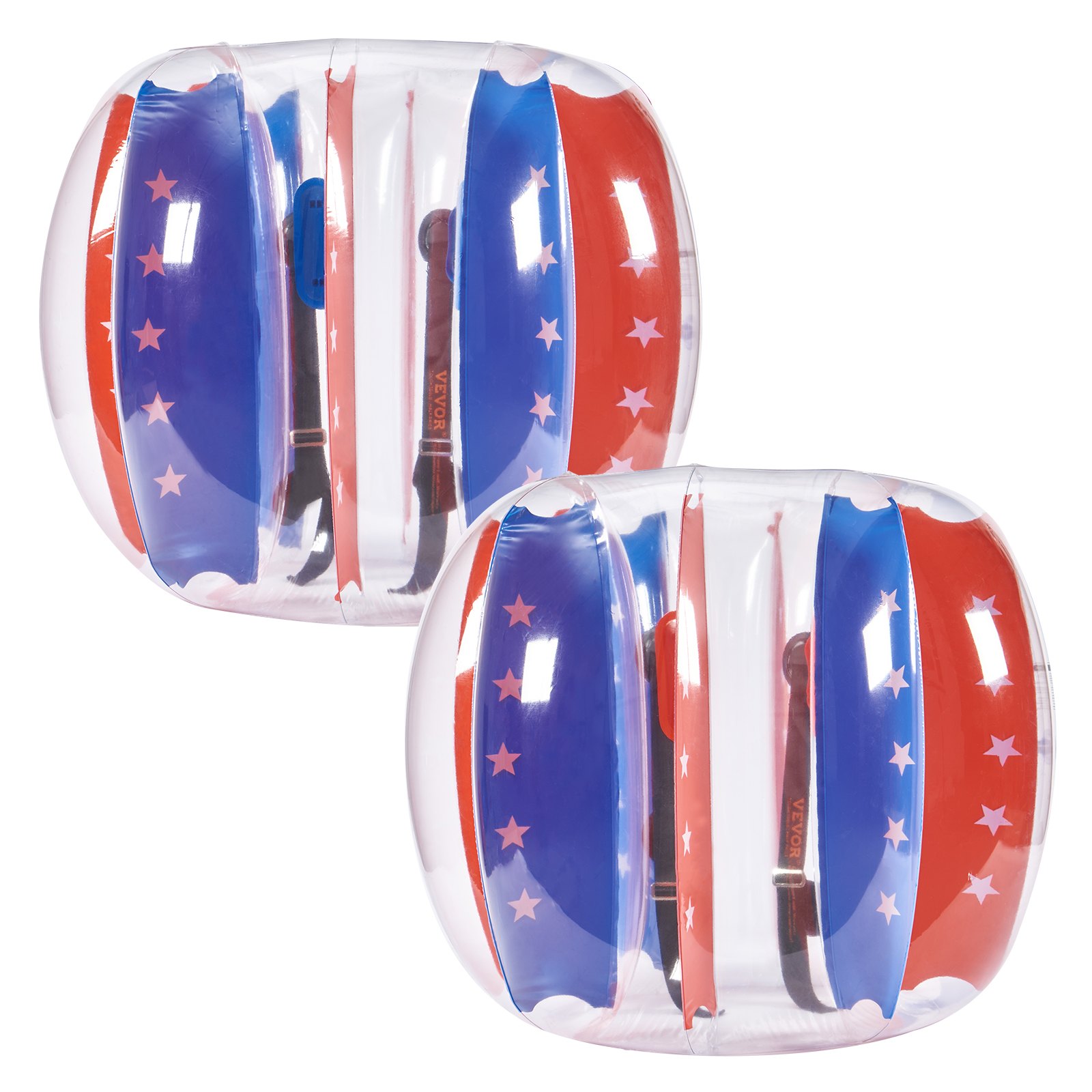 VEVOR 2-delige opblaasbare bumperballen, 1,2 m bumperbal voor kinderen en tieners, opblaasbare bubbelbal, PVC bubbelballen, buiten, speeltuin, tuin, park enz. Rode en blauwe strepen