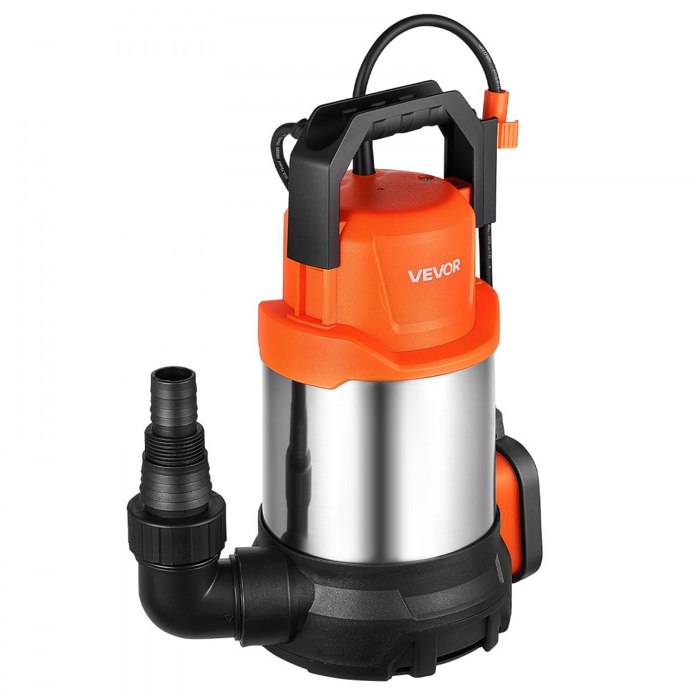 VEVOR Dompelpomp 750 W 20.000 l/u 9 m opvoerhoogte. Ideaal voor zwembaden, kelders en vijvers. Automatische vlotterschakelaar, thermoplastisch materiaal en 3 m stroomkabel. Waterdicht tot IPX8.
