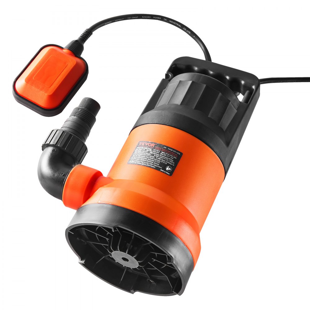 VEVOR vuilwaterpomp, 700W, 15700 L/u hoge doorstroming, 10,1 m opvoerhoogte, dompelpomp, draagbare waterpomp met 3 m netsnoer voor het pompen van water uit zwembaden, vijvers en kelders