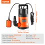 VEVOR Submersible Utility Pump Sump Pump 700W 4148 GPH 33 ft Head Water Pump