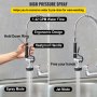 VEVOR Commercial Faucet with Sprayer, 8" Adjustable Center Wall Mount Kitchen Faucet with 12" Swivel Spout, 24" Height Compartment Sink Faucet for Industrial Restaurant, Lead-free Brass