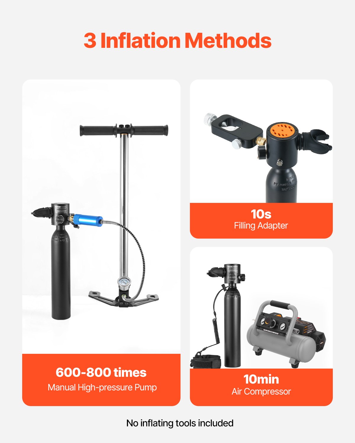 VEVOR Scuba Tank, 0.5L Portable Scuba Diving Tank, Diving Oxygen Cylinder Supports 5-10 Minutes Underwater Breathing, 98.43 feet Diving Depth, Lung Tank Kit for Underwater Exploration / Rescue