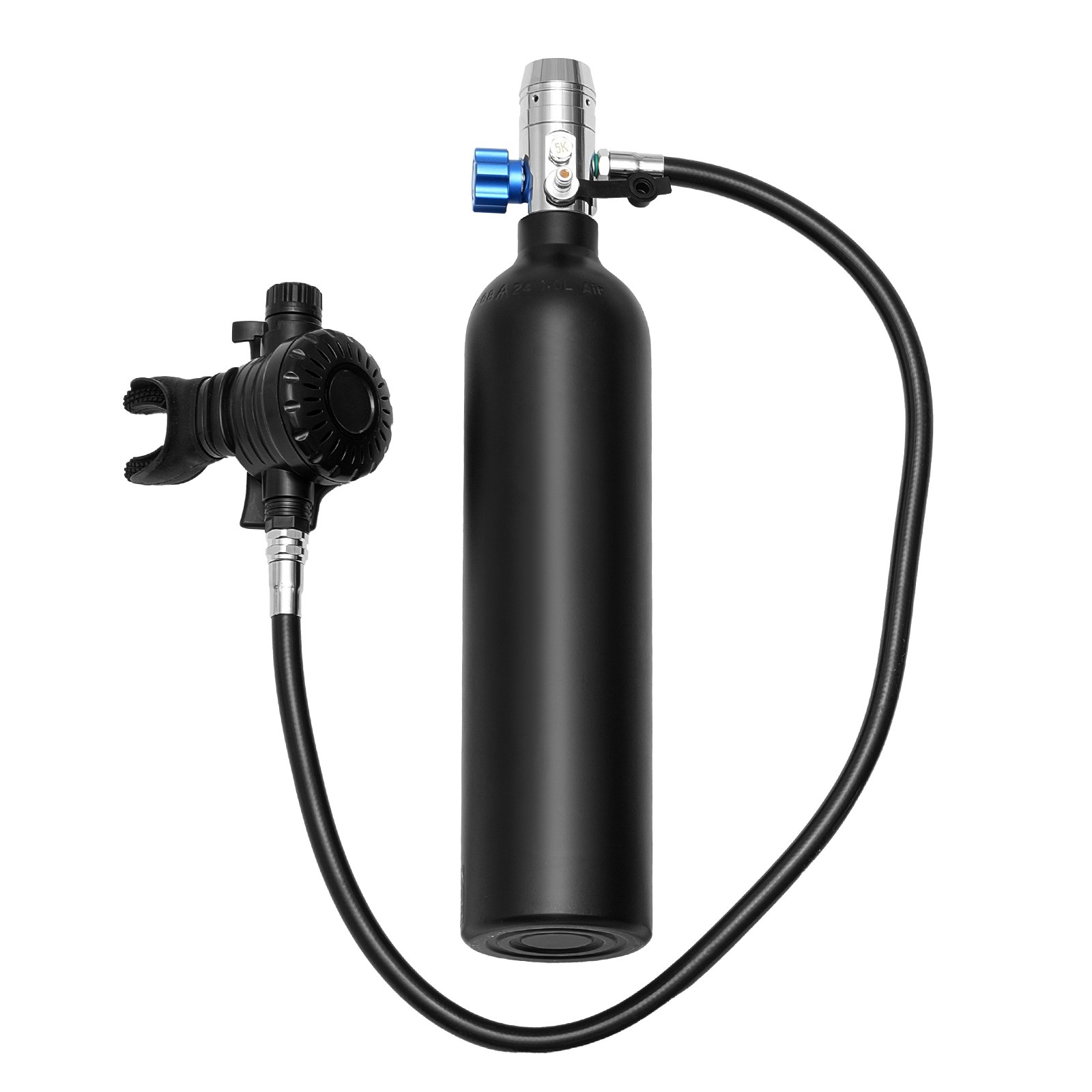 VEVOR Scuba Tank, 1L Portable Diving Tank, Diving Oxygen Cylinder Support 15-20 Minutes Underwater Breathing, 98.43 ft Diving Depth, Refillable Snorkel Air Tank with Pump for Underwater Exploration