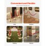 VEVOR Stanchion Post, 6 Pcs Crowd Control Barrier Set with 4 Red Velvet Ropes, 5 ft Stainless Steel Gold Stanchion Post Queue with Sand Injection Hollow Base for Theater, Party, Wedding, Exhibition