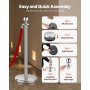 VEVOR Stanchion Post, 8 Pcs Crowd Control Barrier Set with 4 Red Velvet Ropes, 5 ft Stainless Steel Silver Stanchion Post Queue with Sand Injection Hollow Base for Theater, Party, Wedding, Exhibition