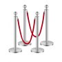 VEVOR Stanchion Post, 4 Pcs Crowd Control Barrier Set with 2 Red Velvet Ropes, 5 ft Stainless Steel Silver Stanchion Post Queue with Sand Injection Hollow Base for Theater, Party, Wedding, Exhibition