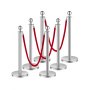 VEVOR Drijvende barrière (6 stuks) met 3 rode fluwelen touwen (1,5 m lang), roestvrijstalen drangende barrière met navulbare voet voor tentoonstellingen, zilver
