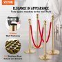 VEVOR Barrier stand with velvet rope, 6-part people guidance system with 4 pieces 1.5 m red velvet ropes, people guidance system barrier tape made of 201 stainless steel with fillable base & ball attachment for weddings