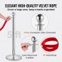 VEVOR Silver barrier stand with velvet rope, 4-part people guidance system with 3 pieces of 1.5 m red velvet ropes, people guidance system, barrier tape made of stainless steel with fillable base and ball attachment