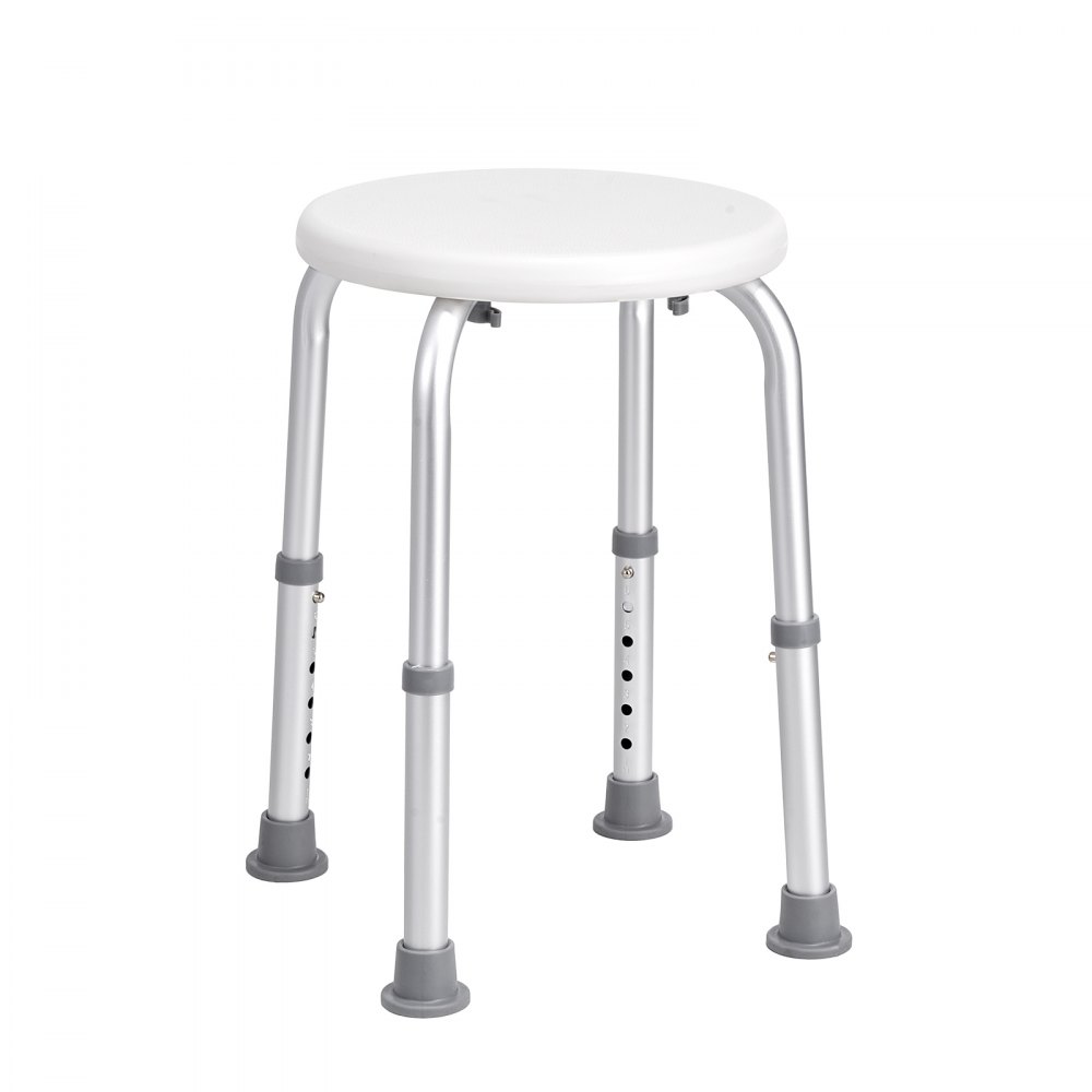 VEVOR Douchekruk Douchestoel 355-480 mm Hoogte Verstelbaar, Badkruk Badzitje 136,1 kg Draagvermogen, Stabiele Douchekruk Douchehulp Badkuipen Aluminiumlegering Frame, Douchezitje Badkruk Wit