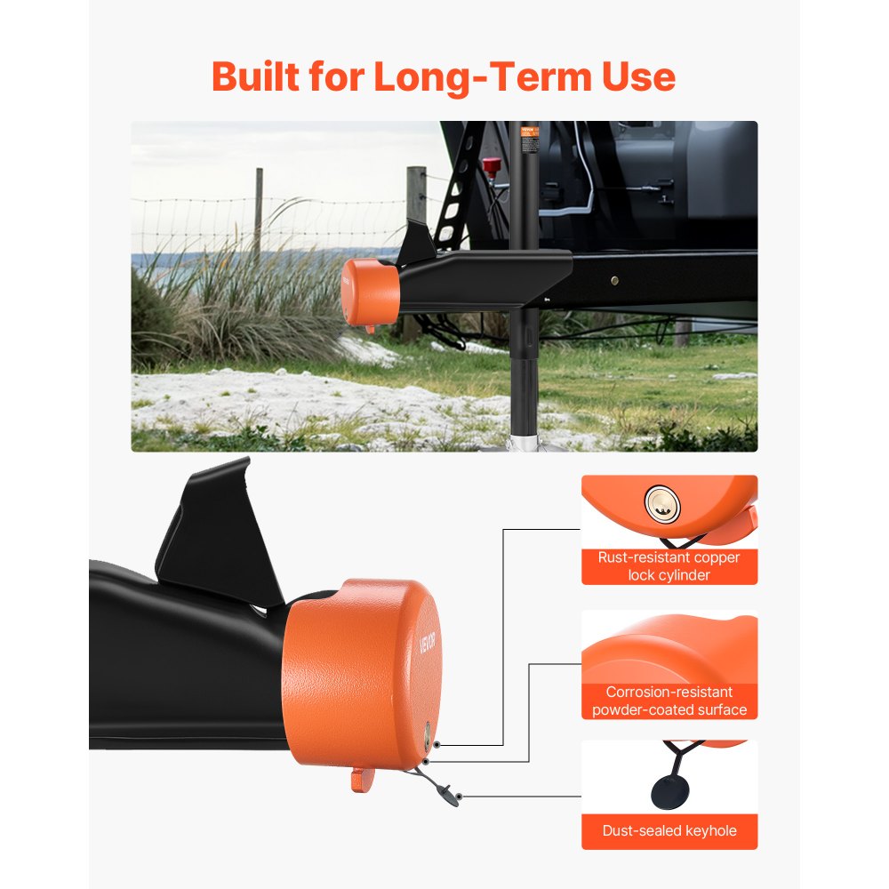 VEVOR aanhangwagenslot, compatibel met 47,5 mm, 50,8 mm en 58,7 mm platte kogelkoppelingen, antidiefstalslot met 4 sleutels, beveiligingsslot voor camper, aanhanger en boot
