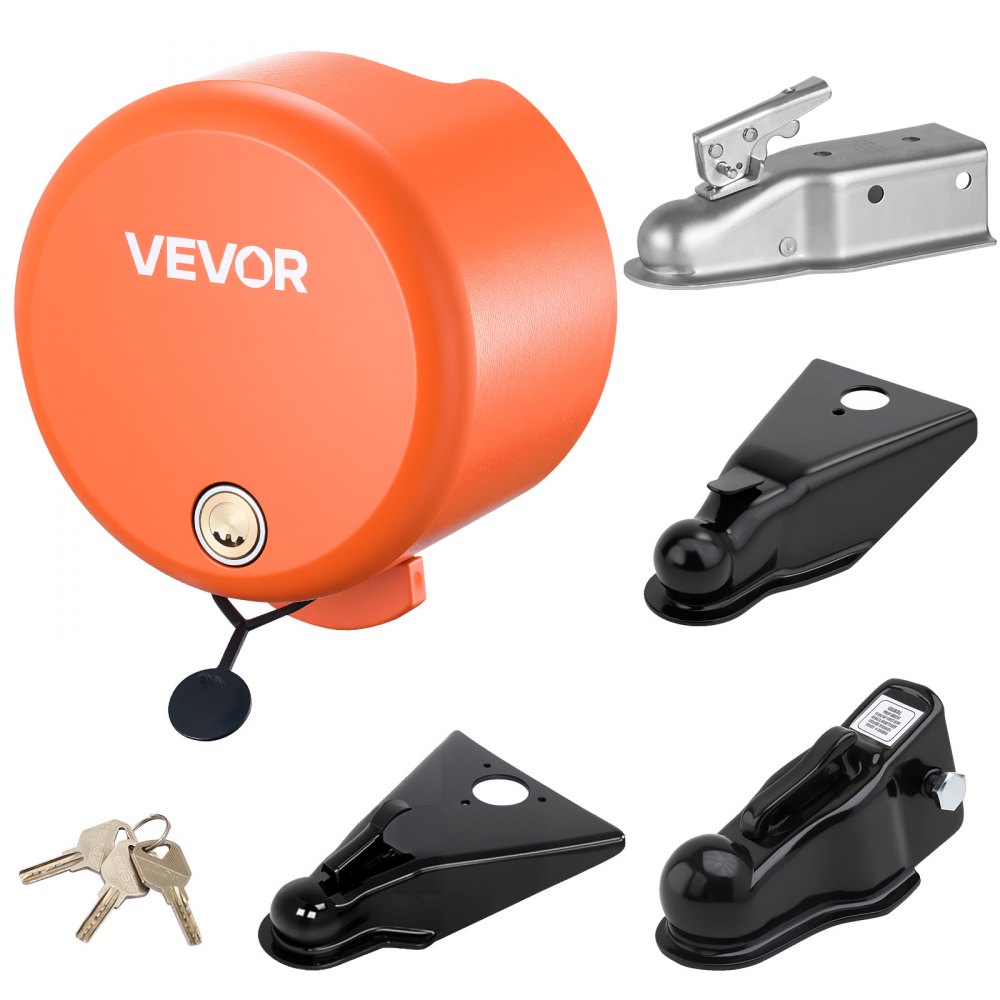 VEVOR aanhangwagenslot, compatibel met 47,5 mm, 50,8 mm en 58,7 mm platte kogelkoppelingen, antidiefstalslot met 4 sleutels, beveiligingsslot voor camper, aanhanger en boot