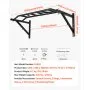 VEVOR Wandgemonteerde optrekstang, 127 cm brede multifunctionele trainingsstangen voor het bovenlichaam van staal met hangers, optrekstation (draagvermogen 200 kg), sportschool